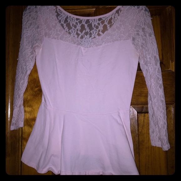 Express Tops - Lace half sleeved peplum shirt